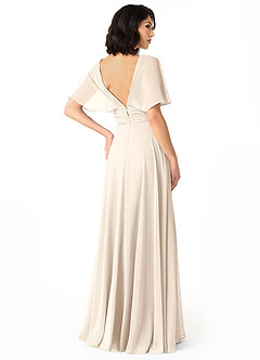Azazie Pamela Bridesmaid Dresses White Alabaster A-Line V-Neck Pleated Chiffon Dress image2