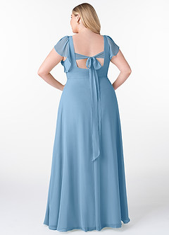 Azazie Syenna Robes de demoiselle d'honneur Robe Trapèze en Mousseline de soie Rayé Acier Bleuté image7