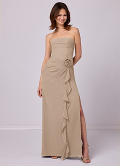 Barbie ♥ Azazie Bridesmaid Dresses Taupe Sheath Strapless Chiffon Convertible Dress image1