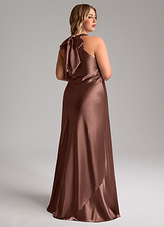 Azazie Doretta Bridesmaid Dresses Espresso Mermaid Bow Metallic Satin Dress image9