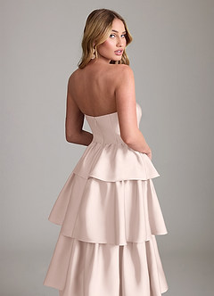 Azazie Faye Bridesmaid Dresses Blushing Pink A-Line Ruched Stretch Satin Dress image6