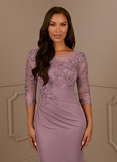 Azazie Fatemah Mother of the Bride Dresses Dusty Rose Mermaid Scoop Lace Lace Dress image5