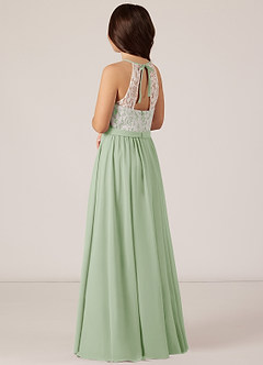 Azazie Fahari Junior Dusty Sage A-Line Lace Chiffon Dress image4