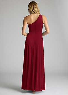 Azazie Brooke Brautjungfernkleider A-Linie One-Shoulder Gittergewebe Kleid Burgunderrot image5