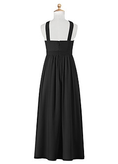 Azazie Jiya Junior Black A-Line Pleated Chiffon Dress image7