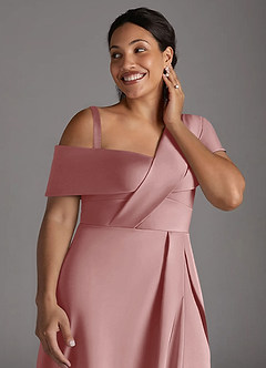 Azazie Milton Mother of the Bride Dresses Dusty Rose A-Line Pleated Stretch Satin Dress image14