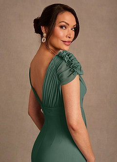 Azazie Louella Mother of the Bride Dresses Sea Moss A-Line Pleated Chiffon Dress image5