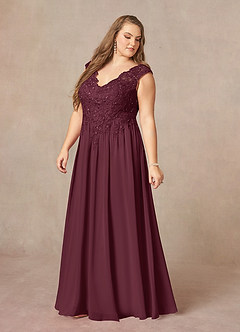 Azazie Amethyst Mother of the Bride Dresses Cabernet A-Line V-Neck Sequins Chiffon Dress image12