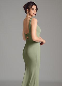 Azazie Gwen Brautjungfernkleider Meerjungfrau-Linie Plissee Premium Stretch Jersey Kleid Pistazie image7