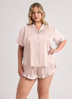 front Pyjama set met korte mouwen en ruches