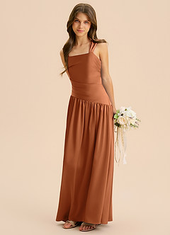 Azazie Dotty Junior Klä av A-Line i Stretch Satin Plisserad image1