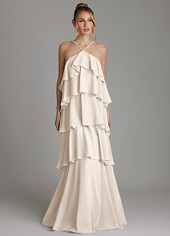 Azazie Deena Abiti da Damigella Abito A-Line in Chiffon Drappeggiato Alabastro Bianco image1