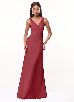 Azazie Nala Bridesmaid Dresses Pomegranate A-Line Pleated Chiffon Dress image1