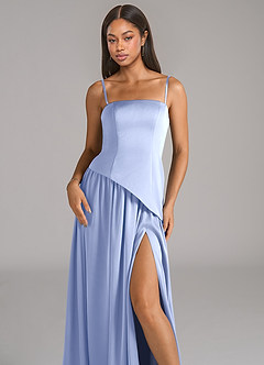 Azazie Adeline Bridesmaid Dresses Ice A-Line Strapless Stretch Satin Convertible Dress image2