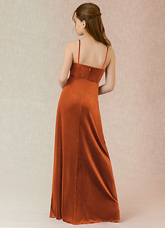 Azazie Solange Junior Burnt Orange A-Line Velvet Dress image2