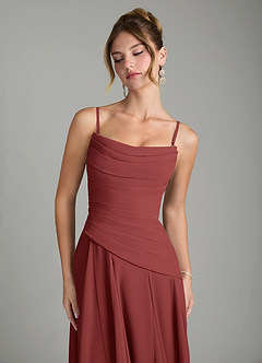 Azazie Gabriela Bridesmaid Dresses Terracotta A-Line Corset Chiffon Dress image9