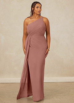 Christian Siriano Bridal for Azazie 1003 Bridesmaid Dresses Cedar Rose Sheath One Shoulder Chiffon Dress image10