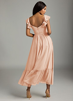 Azazie Anaya Abiti da Damigella Abito A-Line in Chiffon Plissettato Rosa Inglese image5