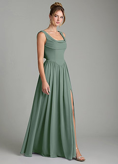 Azazie Novi Brautjungfernkleider A-Linie Plissee Chiffon Kleid Eukalyptus image3