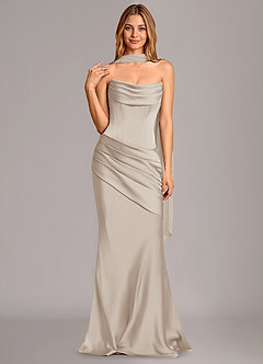 Azazie Pelagia Bridesmaid Dresses Frost Mermaid Corset Stretch Satin Convertible Dress image3