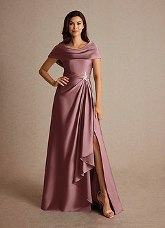 Azazie Branford Mother of the Bride Dresses Vintage Mauve A-Line Pleated Stretch Satin Dress image8