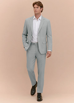 front Miles Light Grey Seersucker Trousers Suit