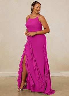 Christian Siriano Bridal for Azazie 1006 Brautjungfernkleider Meerjungfrau-Linie Gestreift Chiffon Kleid Fuchsia image11