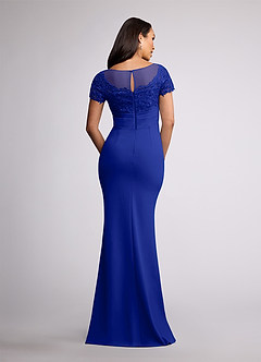 Azazie Susan vestidos de madre de la novia Vestido de Azul Real de Crepé elástico de Recto con Encaje image4