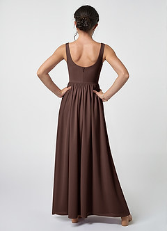 Azazie Keyla Junior Ganache A-Line Pleated Chiffon Dress image2