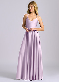 Azazie Truce Bridesmaid Dresses Frosted Lilac A-Line Stretch Satin Dress image4