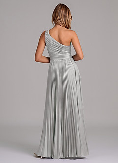 Azazie Lyrica 신부 들러리 드레스 A라인 한쪽 어깨 스트레치 새틴 비대칭 드레스 image8