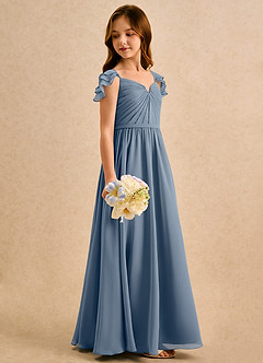 Azazie Meimei Girls Formal Blumenmädchenkleider A-Linie Plissee Chiffon Kleid Zwielichtviolett image4