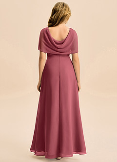 Azazie Emma Junior Robe Trapèze en Mousseline de soie Plissée Merlot image2