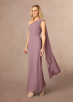 Azazie Gianna Mother of the Bride Dresses Dusty Rose One Shoulder Stretch Crepe Dress image2