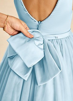 Azazie Sarina Final Sale Black A-Line Bow Tulle Dress image3