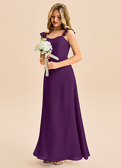 Azazie Mavie Junior Grape A-Line Ruched Chiffon Dress image1