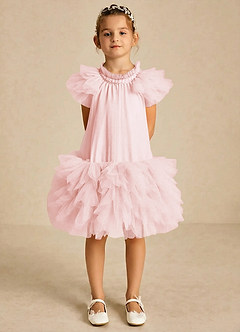 Azazie Eliza Flower Girl Klänningar Klä A-Line i Tyll Ärmlös image3