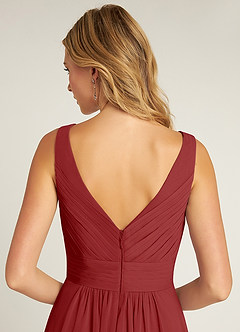Azazie Pierrette Abiti da Damigella Abito A-Line in Chiffon Plissettato Ruggine image6