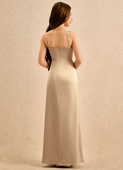 Azazie Bundt Girls Formal Flower Girl Klänningar Klä A-Line i Stretch Satin Plisserad image2