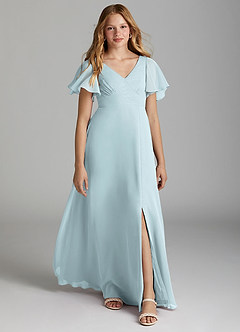 Azazie Kimber Junior Mist A-Line Pleated Chiffon Dress image1