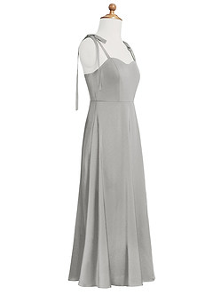 Azazie Rosey Junior Robe Trapèze en Satin extensible Encolure en Forme de Cœur Argent image11