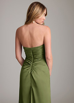 Azazie Lucille Bridesmaid Dresses Olive Mermaid Strapless Stretch Satin Convertible Dress image7