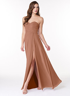 Azazie Arabella Allure Vestidos de damas de honor Vestido de Bronceador de Gasa de Corte en A Convertible con Escote de Corazón image3