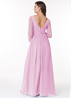 Azazie Teton Brautjungfernkleider für Schwangere A-Linie Langarm Chiffon Bodenlänge Kleid image2
