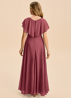 Azazie Katie Junior Linia A Marszczony Szyfon Długość podłogi Młodsza druhna Sukienka image2