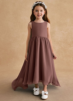 Azazie Pip vestidos de niña de las flores Vestido de Expresado de Gasa de Corte En A con Sin mangas image1
