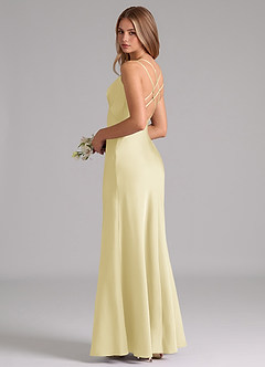 Azazie Suttona Brudtärnklänningar Klä av A-Linje i Stretch Satin Plisserad Citronsorbet image1