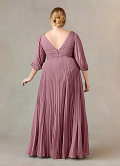 Azazie Zahara Mother of the Bride Dresses Vintage Mauve A-Line V-Neck Pleated Chiffon Dress image8