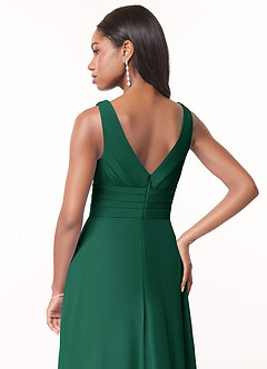 Azazie Julianna Bridesmaid Dresses Emerald A-Line Chiffon Dress image4