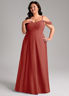 Azazie Marley Bridesmaid Dresses Terracotta A-Line Off the Shoulder Chiffon Convertible Dress image14